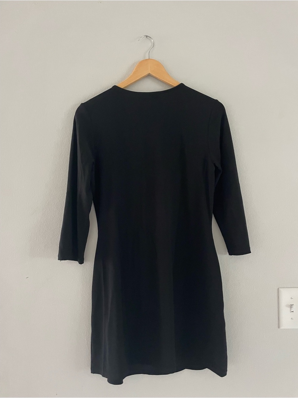 White House Black Market Black Ruffle-Front Tunic Blouse - Picture 2 of 5